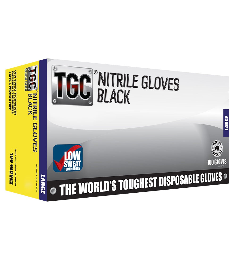 TGC BLACK NITRILE DISPOSABLE GLOVES $39.99 box of 100