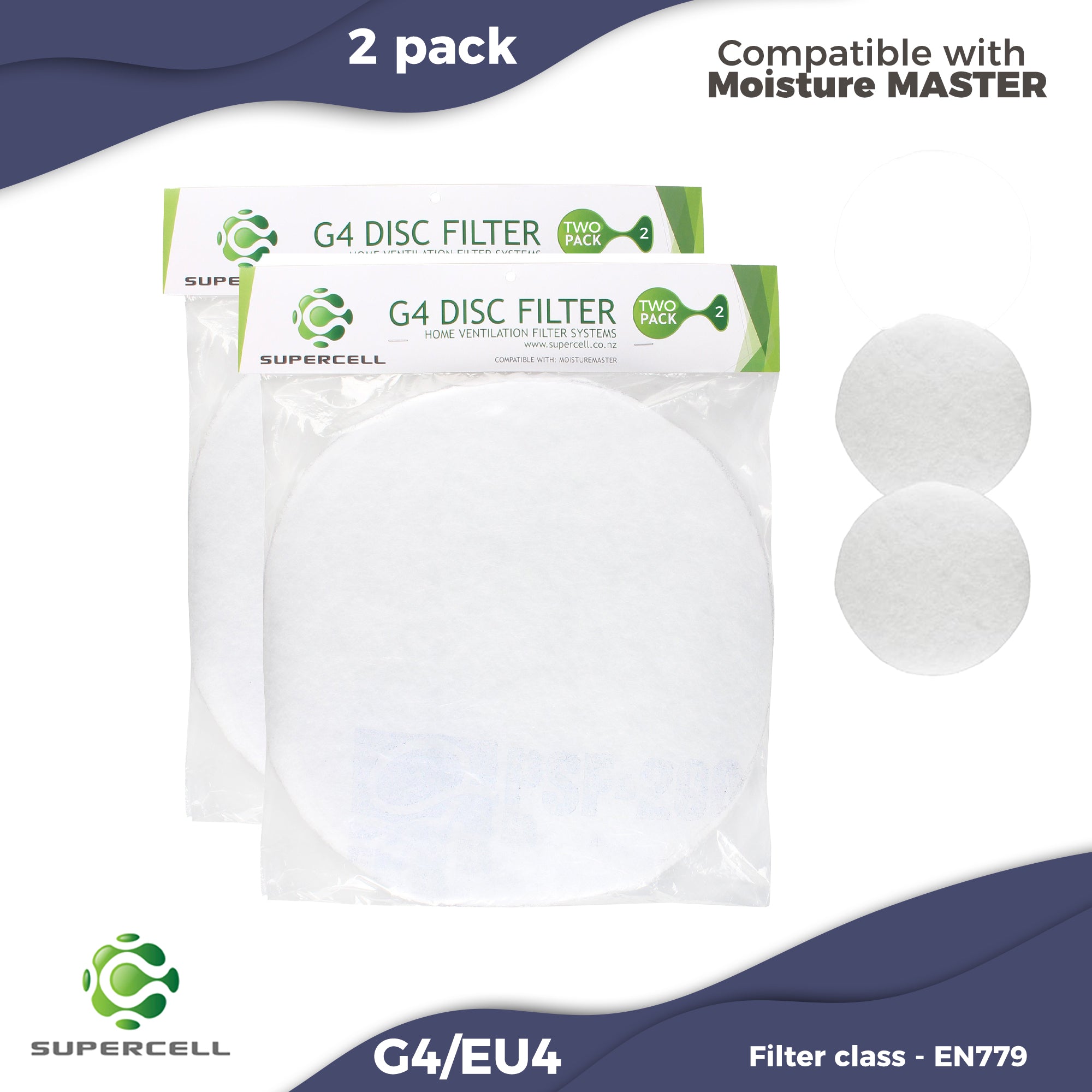Ventilation Filter Moisture Master Compatible Supercell G4 Ventilation Filter Disc 2 pack - supercellnz