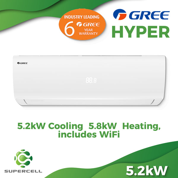 Gree Hyper 5.2kW Cooling  5.8kW Heating, includes WiFi - supercellnz