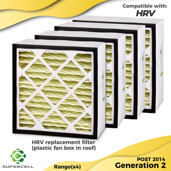 HRV RANGO 4 x FILTERS (Plastic Fan Box) Generation 2 F8 compatible - supercellnz