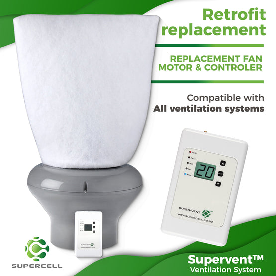 Supervent™ Ventilation System: Retro fit/ Replacement Fan Motor & Controler - supercellnz